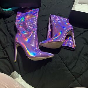 Holographic Purple Heeled Boots
